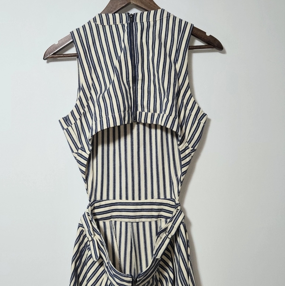 J.O.A. Striped Sailor Jumpsuit Blue White Medium - Picture 6 of 9